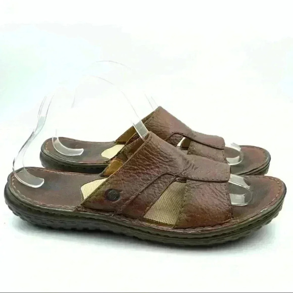Born mens sandals sz 9 50 brown leather slip on main image 5